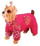 Дождевик-комбинезон для собак DEZZIE Чихуахуа с красными цветами